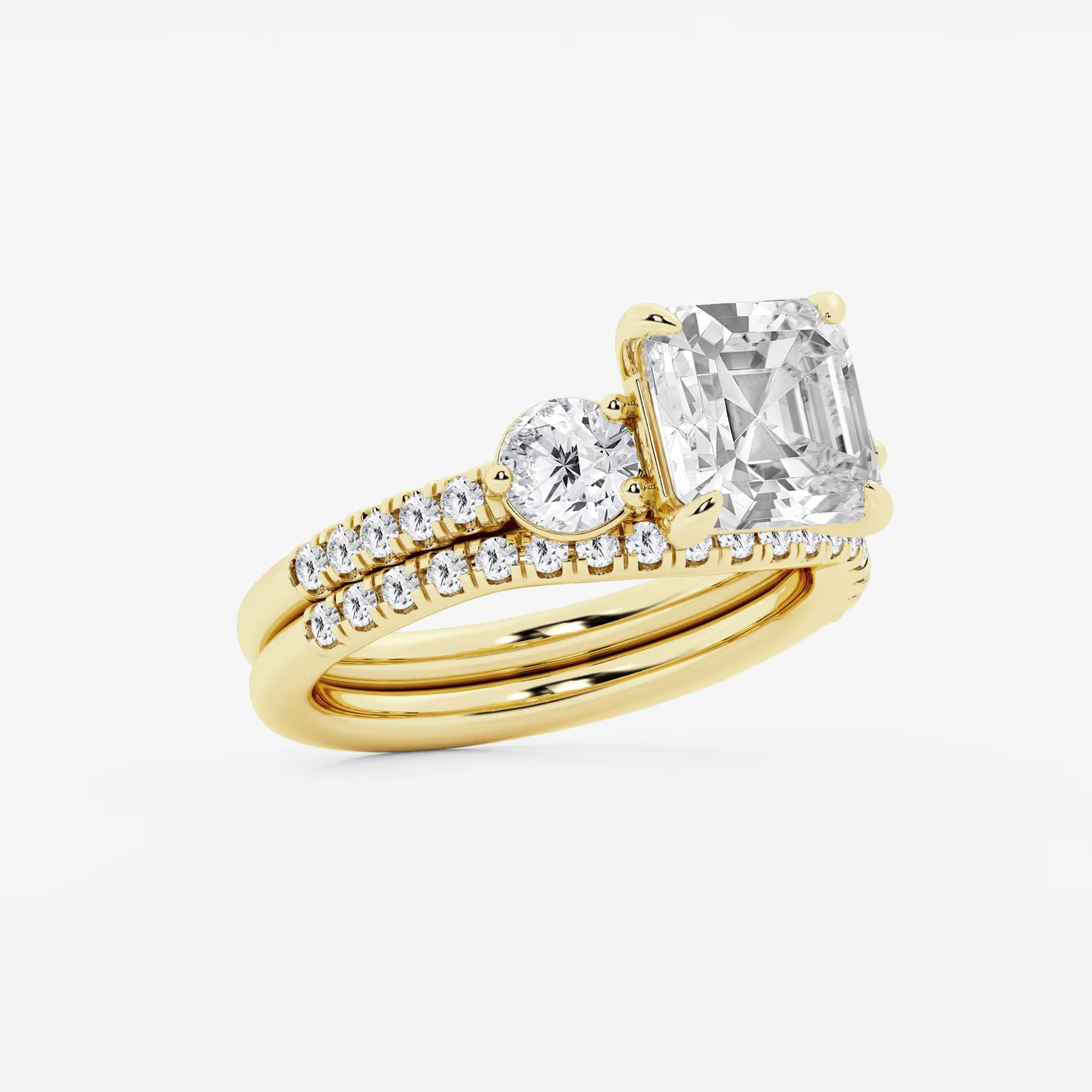 Trinity Elegance Asscher Diamond Bridal Set