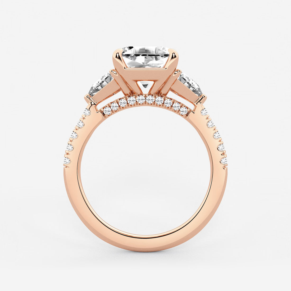 Asscher Lab Grown Diamond Three-Stone Bridal Set