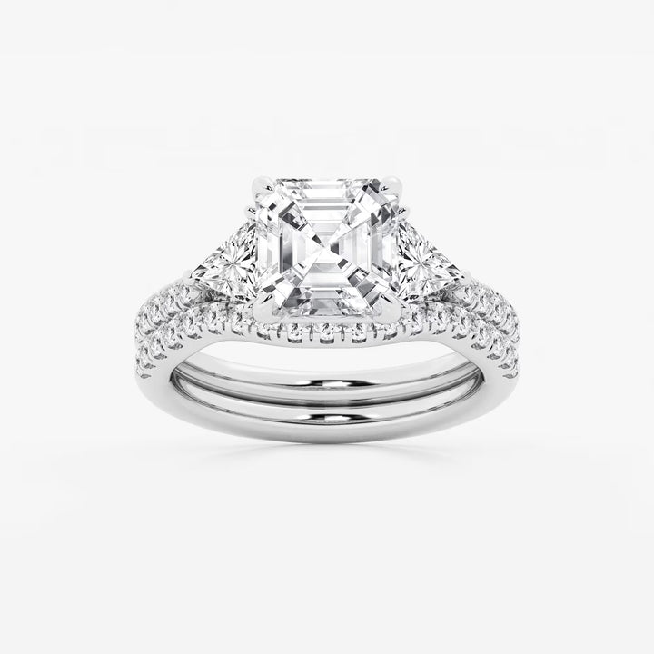 Asscher Lab Grown Diamond Three-Stone Bridal Set