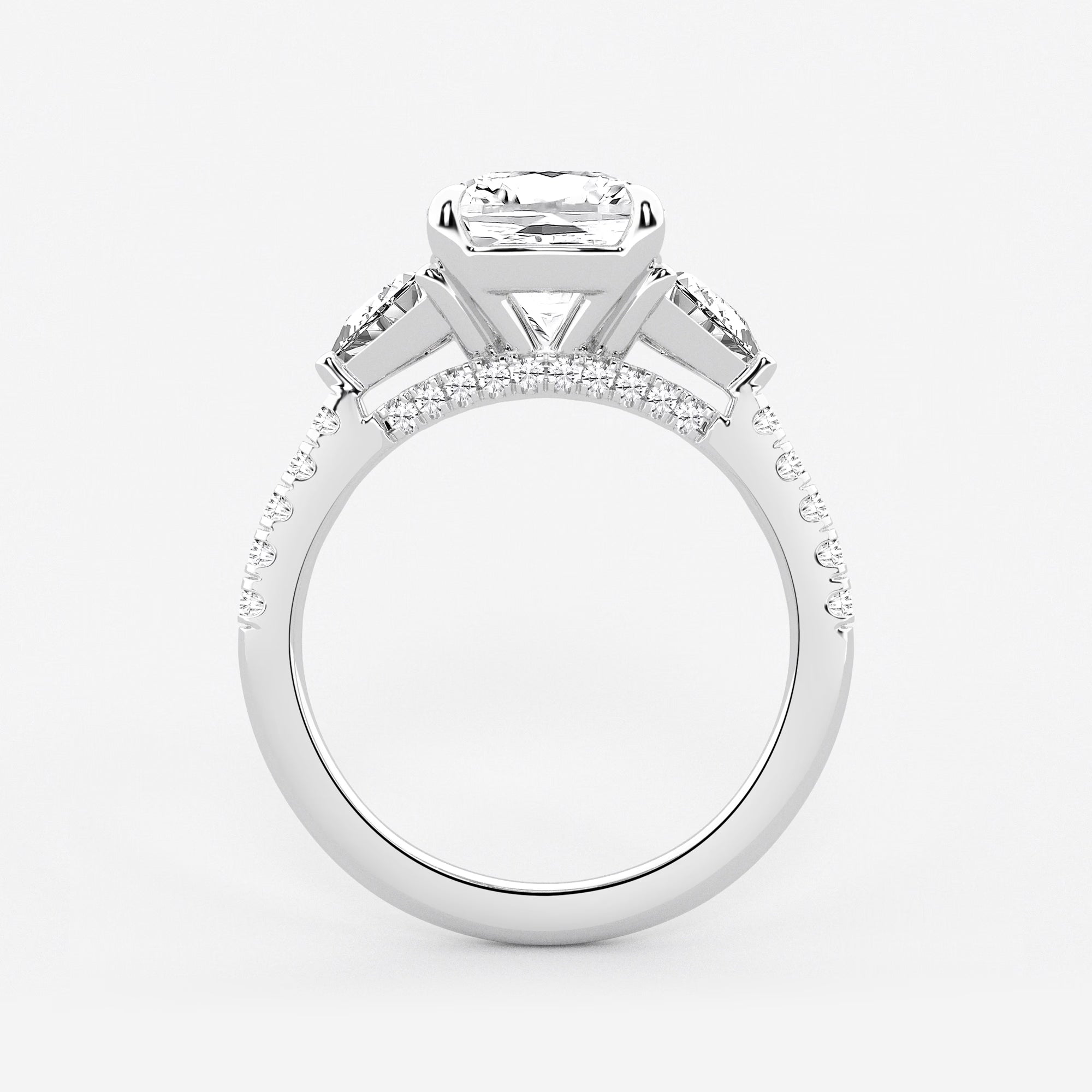Elegant Cushion Cut Lab Grown Diamond Three-Stone Bridal Set