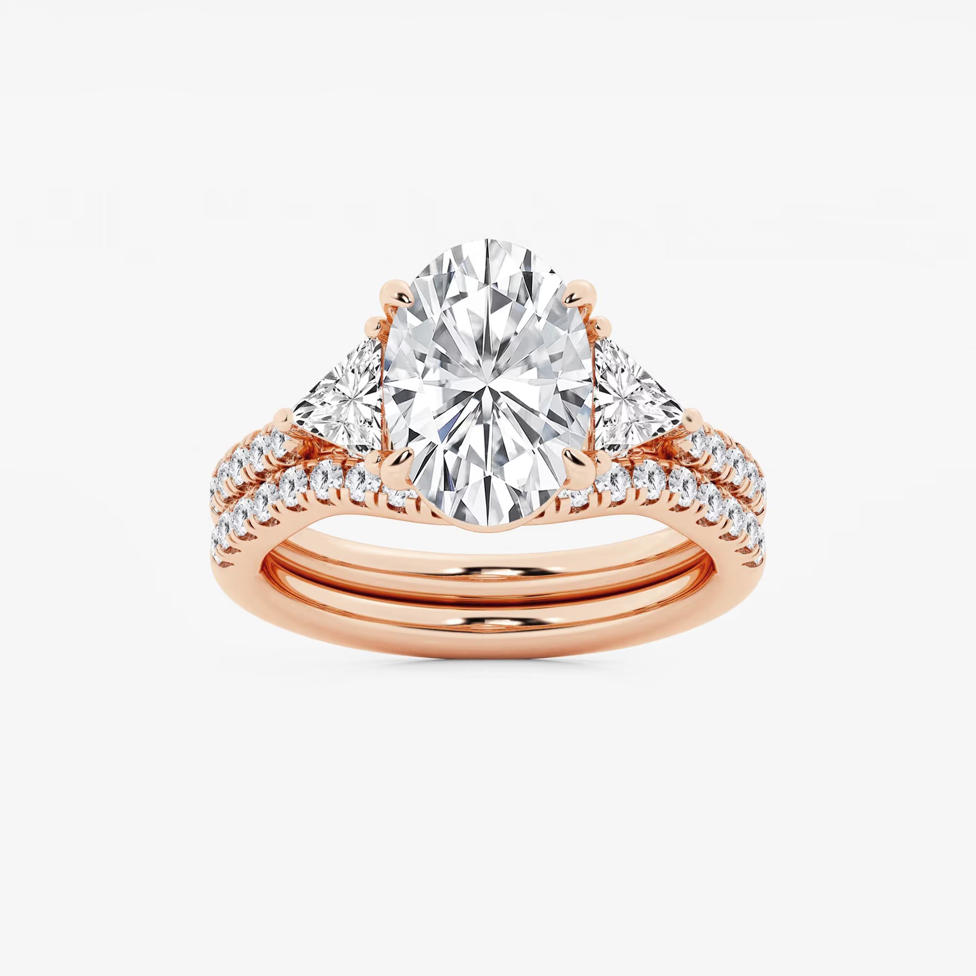 Luxury Oval Cut Lab Grown Diamond Side Accent Engagement Ring