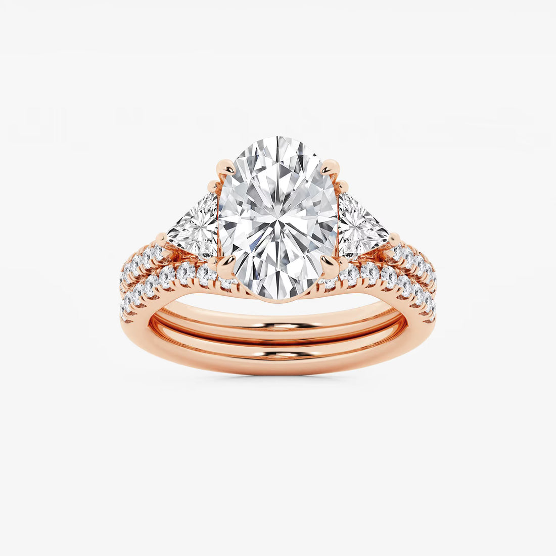 Luxury Oval Cut Lab Grown Diamond Side Accent Engagement Ring