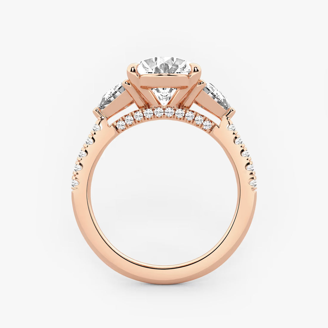 Luxury Oval Cut Lab Grown Diamond Side Accent Engagement Ring