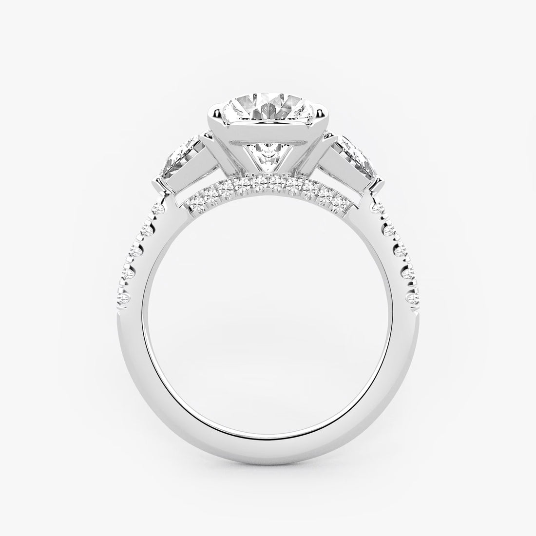 Luxury Oval Cut Lab Grown Diamond Side Accent Engagement Ring