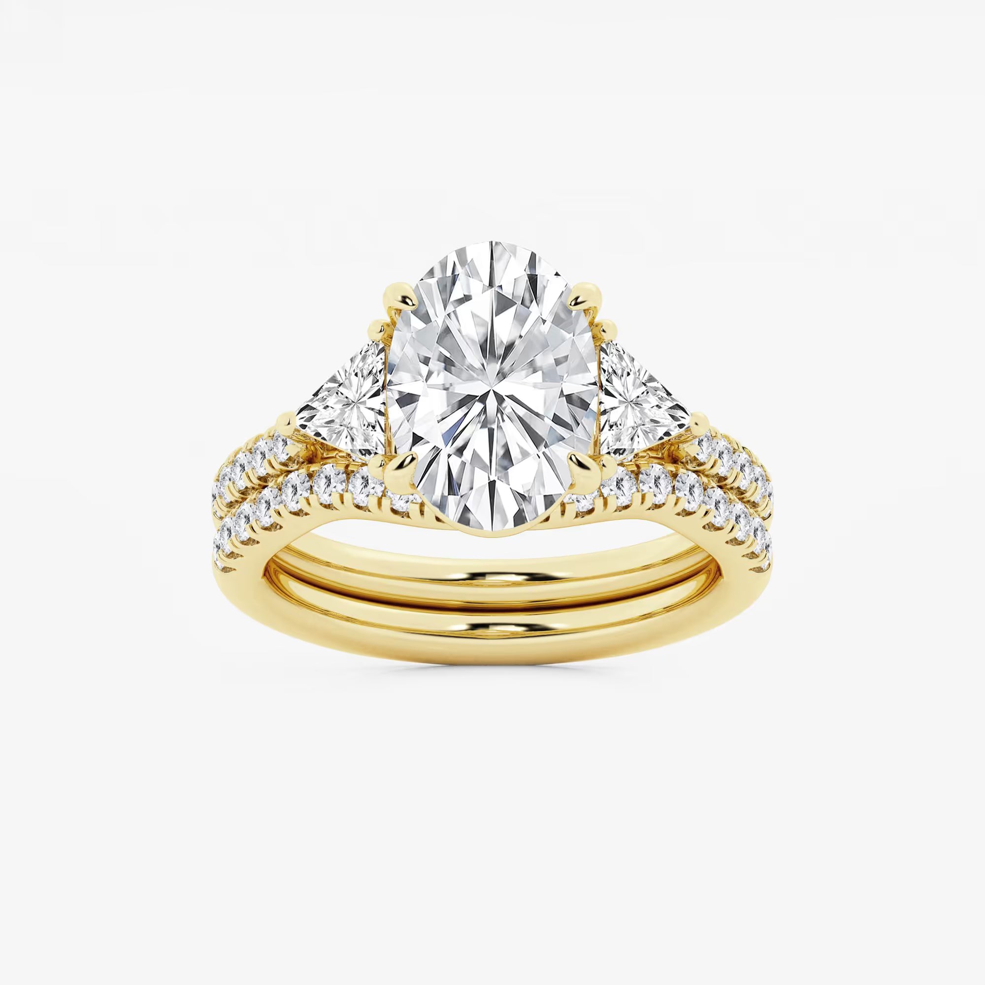 Luxury Oval Cut Lab Grown Diamond Side Accent Engagement Ring