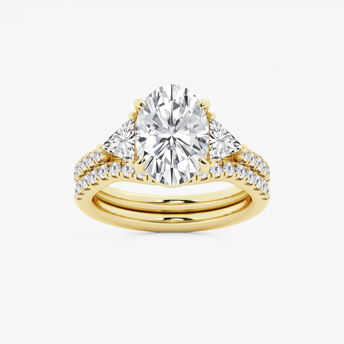 Luxury Oval Cut Lab Grown Diamond Side Accent Engagement Ring