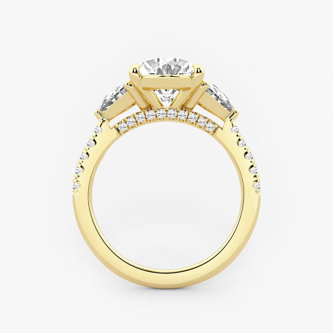 Luxury Oval Cut Lab Grown Diamond Side Accent Engagement Ring