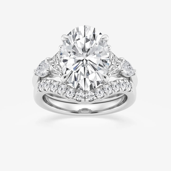 Oval Cut Three-Stone Bridal Ring Set