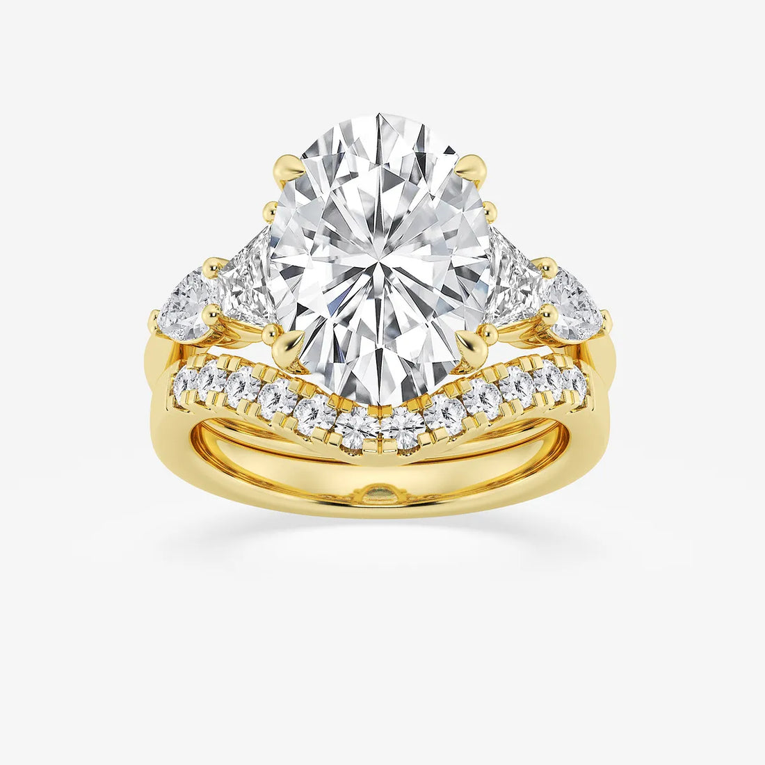 Oval Cut Three-Stone Bridal Ring Set