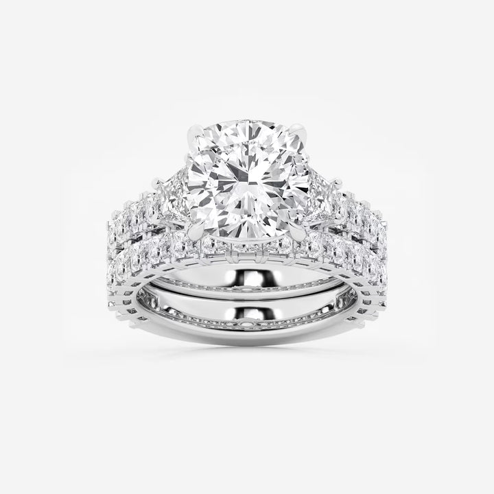 Cushion Lab Grown Diamond Bridal Set with Trapezoid & Princess Accents
