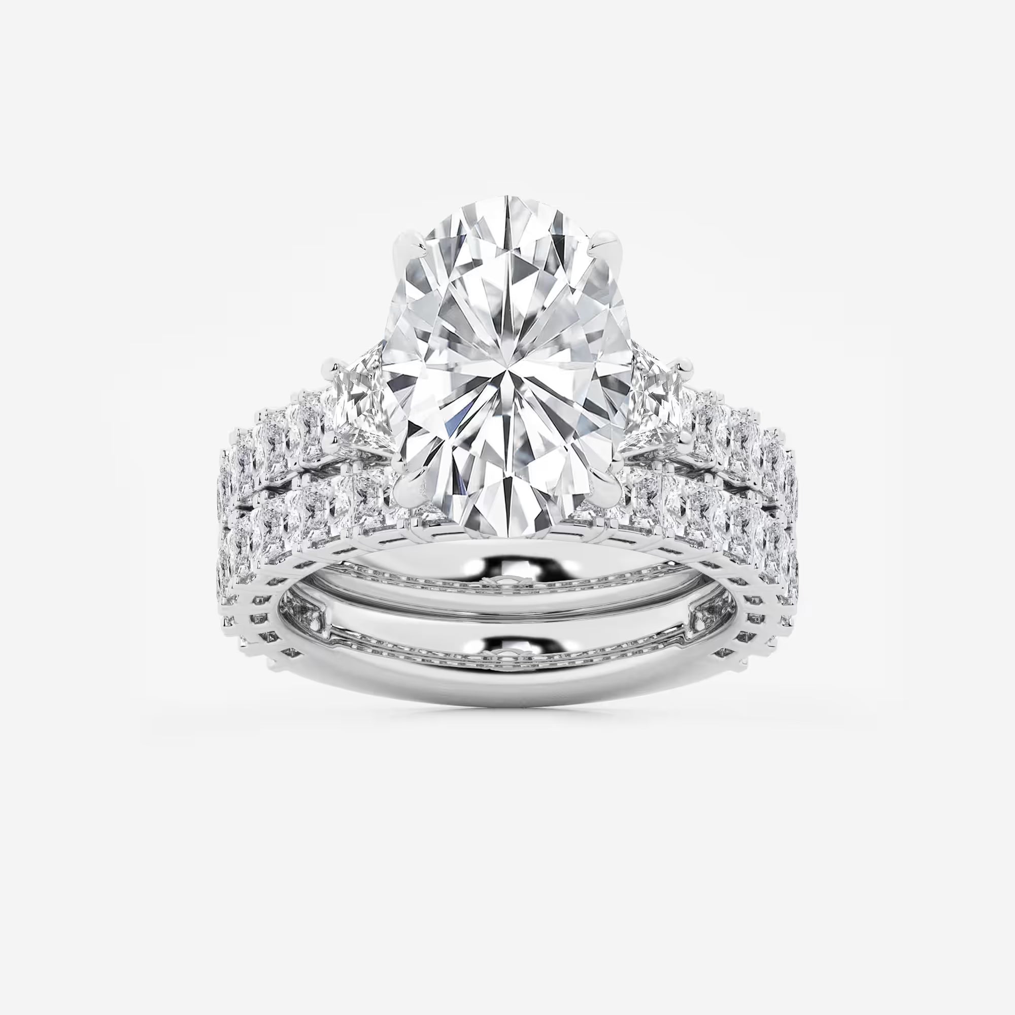 Oval Cut Lab-Grown Diamond Halo Engagement Ring | Pave Split Shank Ring