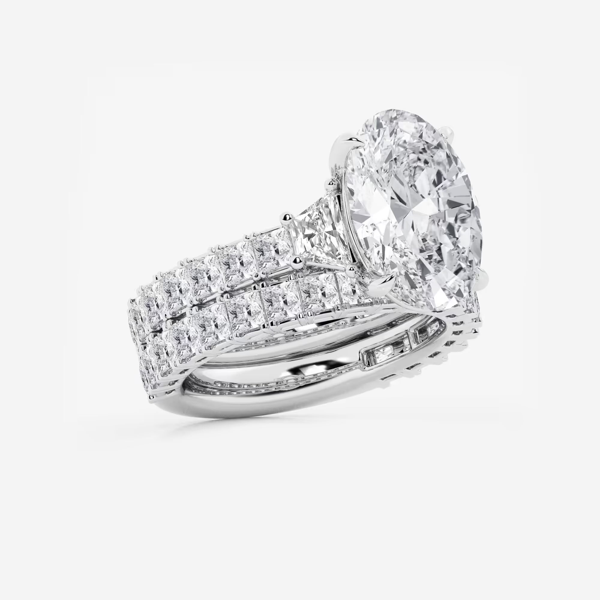 Oval Cut Lab-Grown Diamond Halo Engagement Ring | Pave Split Shank Ring