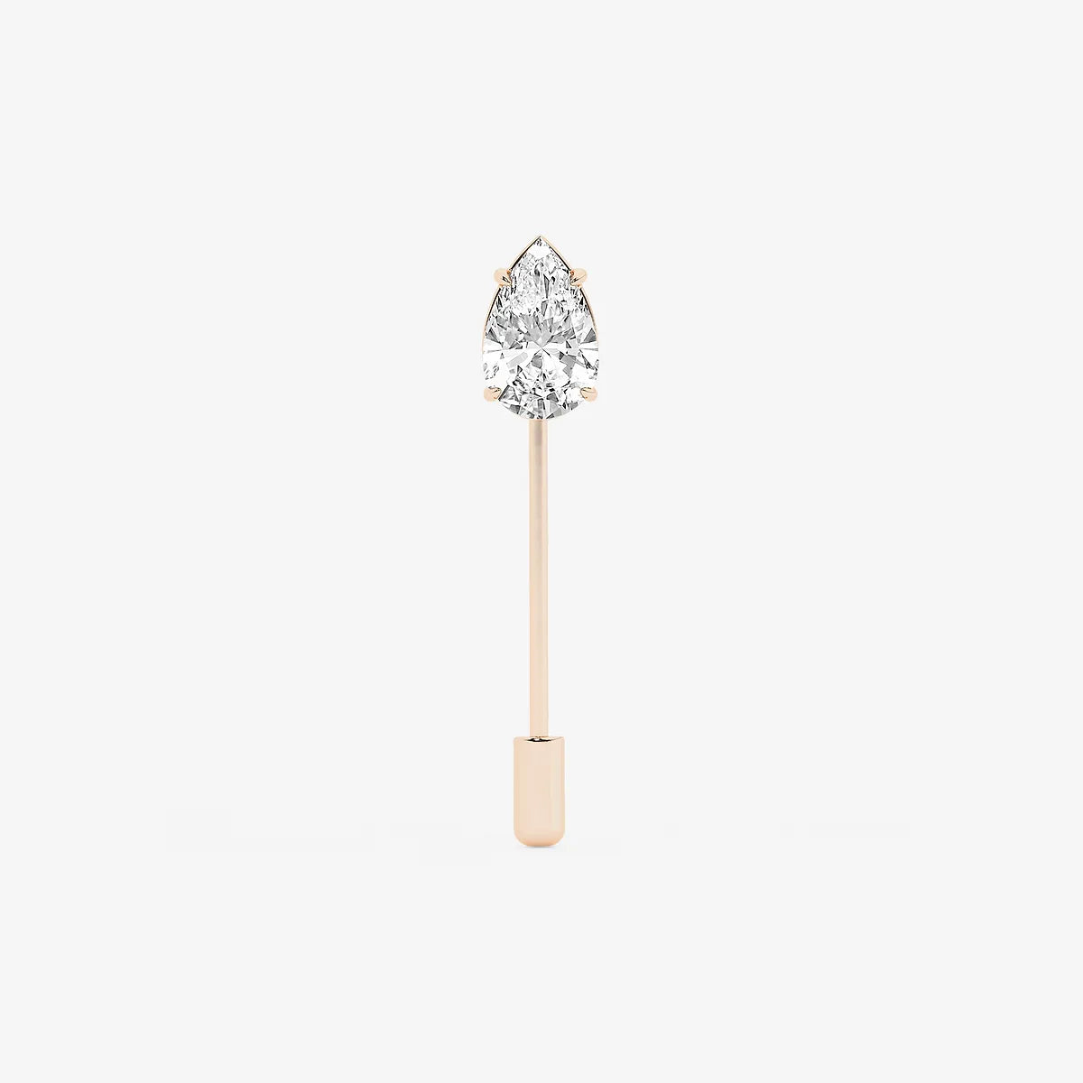 Minimalist Pear Cut Lab Grown Diamond Solitaire Lapel Pin in Solid Gold