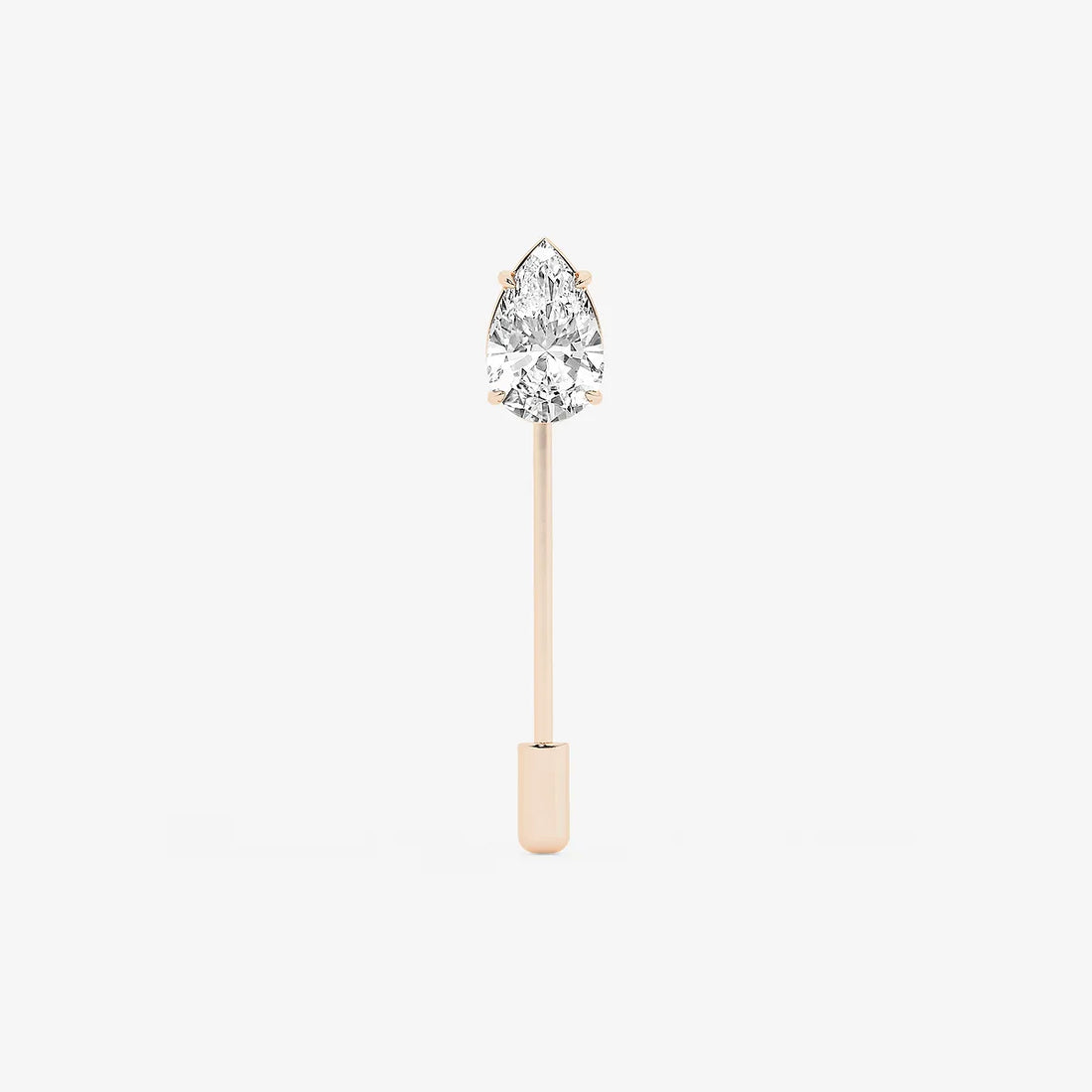 Minimalist Pear Cut Lab Grown Diamond Solitaire Lapel Pin in Solid Gold