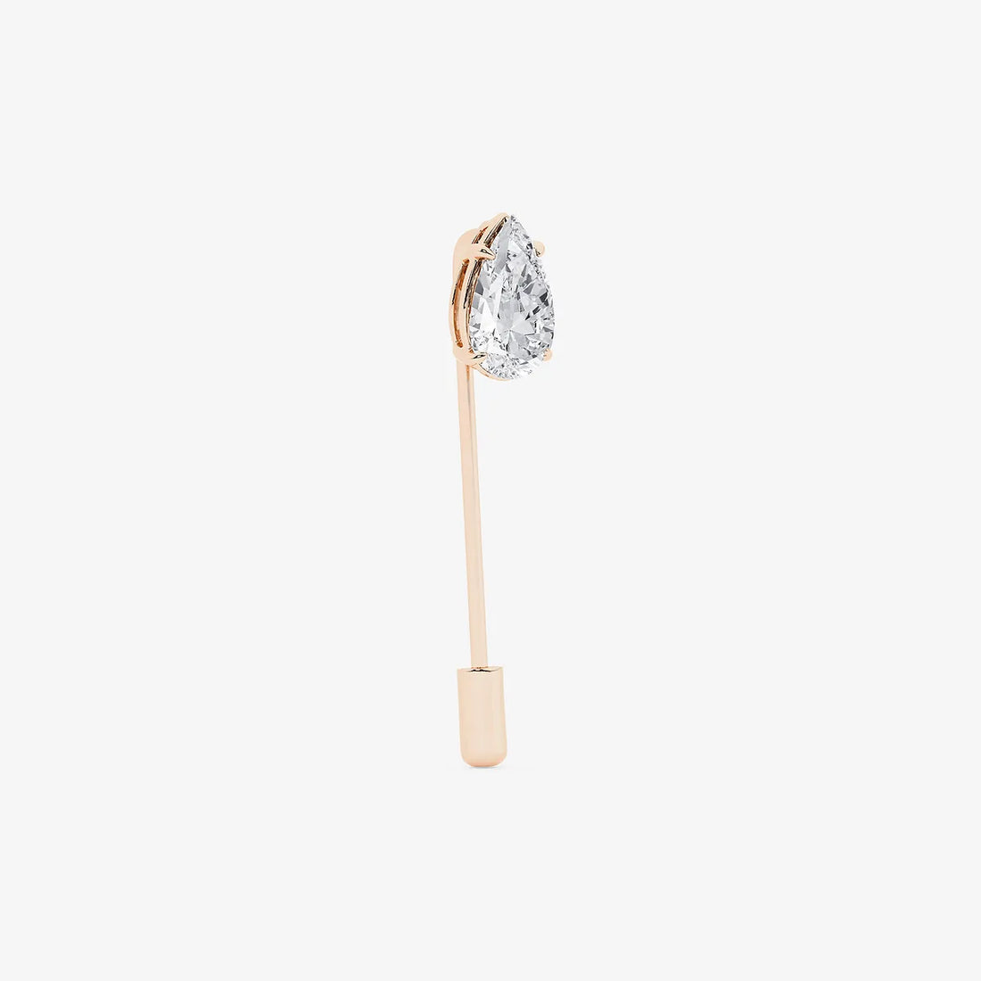 Minimalist Pear Cut Lab Grown Diamond Solitaire Lapel Pin in Solid Gold