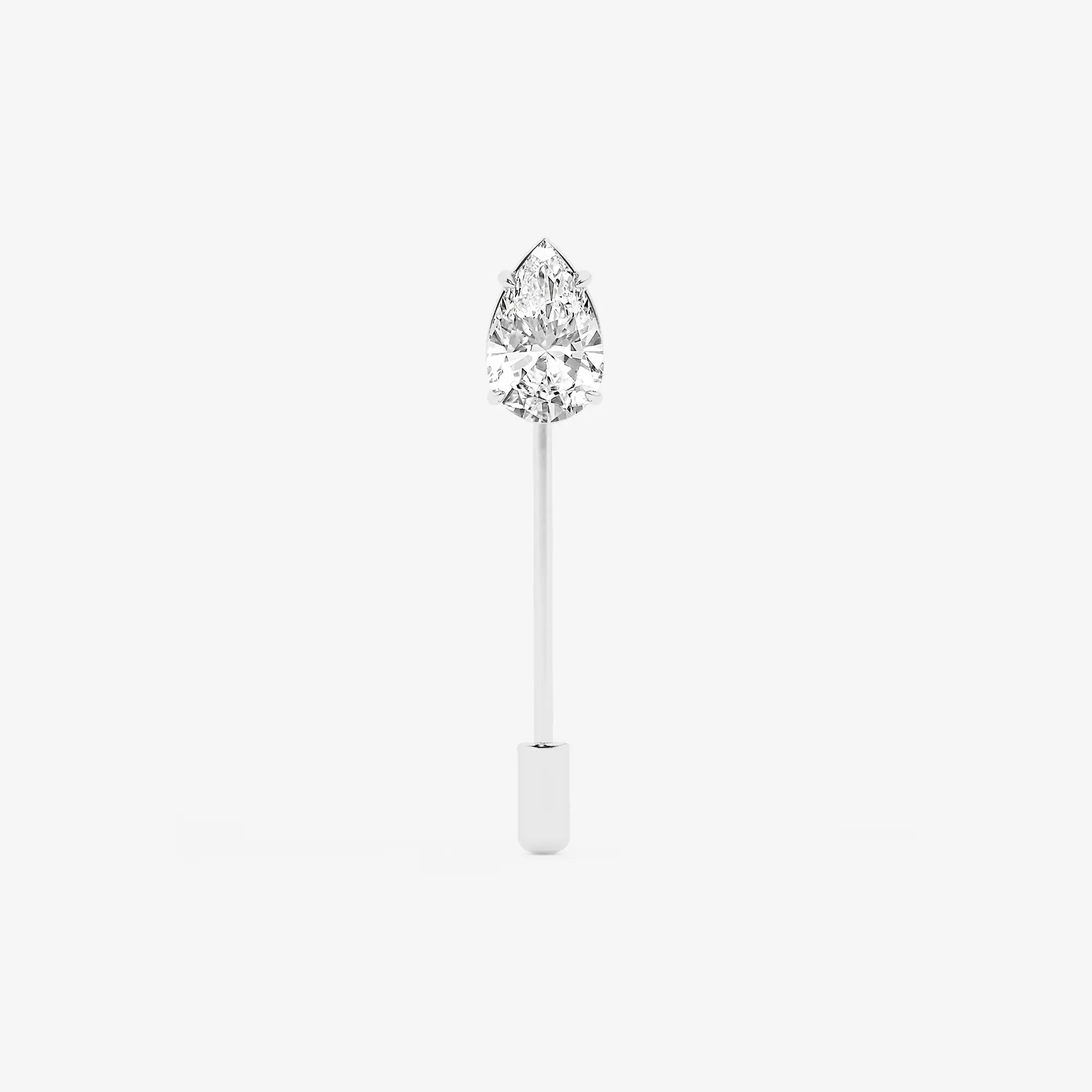 Minimalist Pear Cut Lab Grown Diamond Solitaire Lapel Pin in Solid Gold