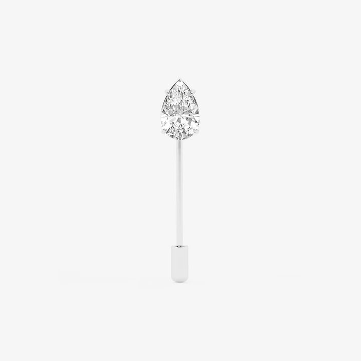 Minimalist Pear Cut Lab Grown Diamond Solitaire Lapel Pin in Solid Gold
