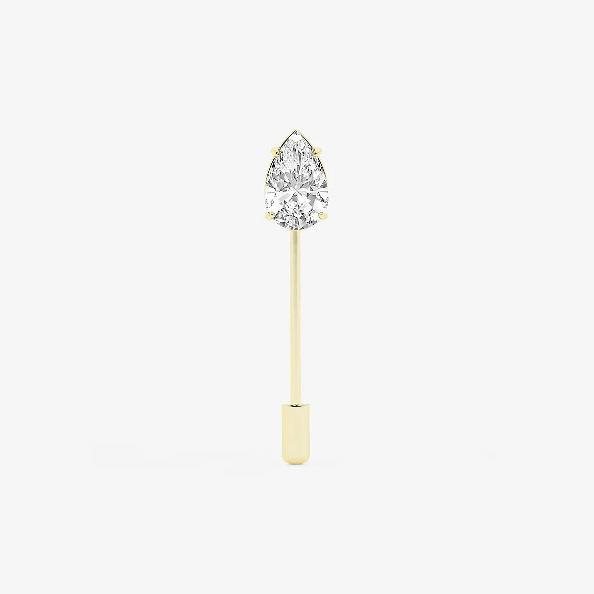 Minimalist Pear Cut Lab Grown Diamond Solitaire Lapel Pin in Solid Gold