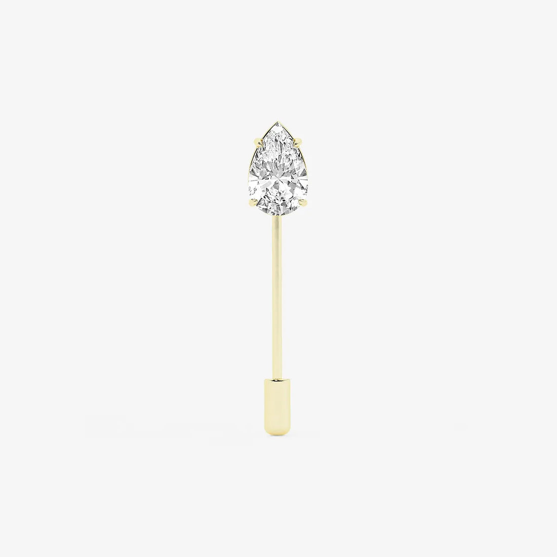 Minimalist Pear Cut Lab Grown Diamond Solitaire Lapel Pin in Solid Gold