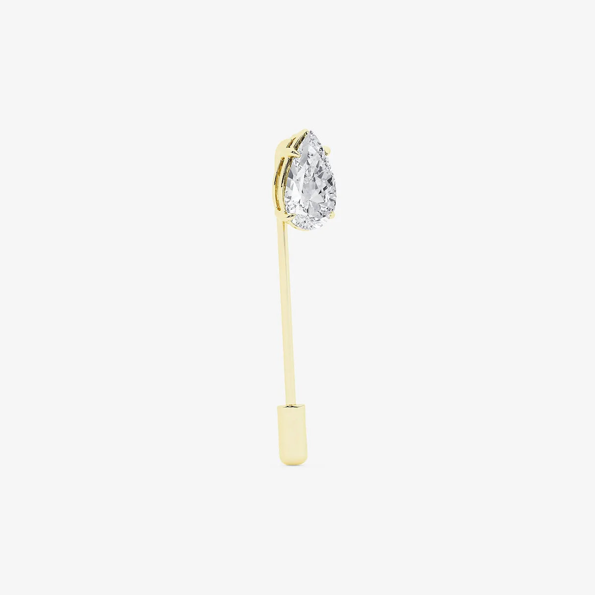 Minimalist Pear Cut Lab Grown Diamond Solitaire Lapel Pin in Solid Gold