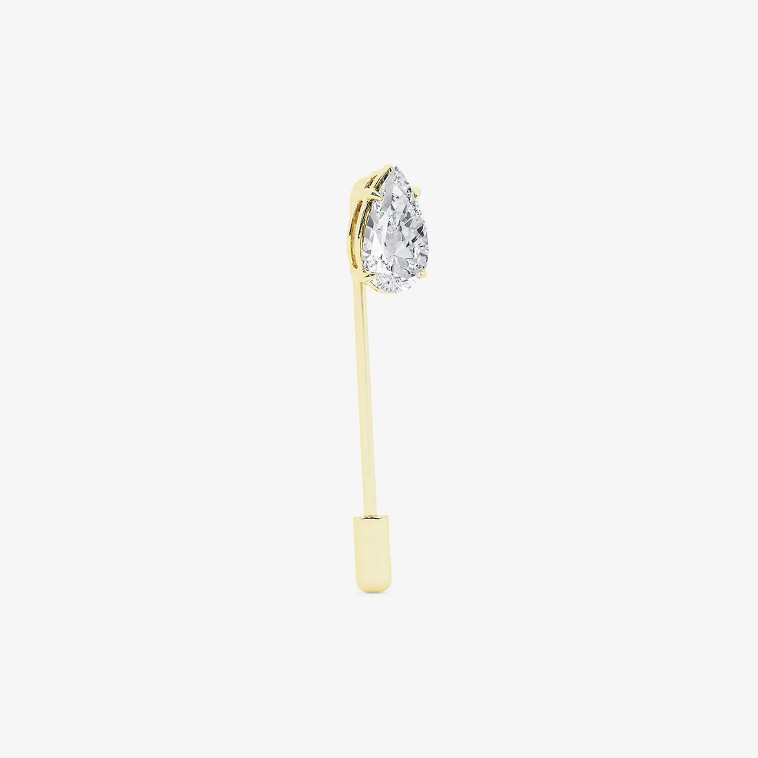 Minimalist Pear Cut Lab Grown Diamond Solitaire Lapel Pin in Solid Gold