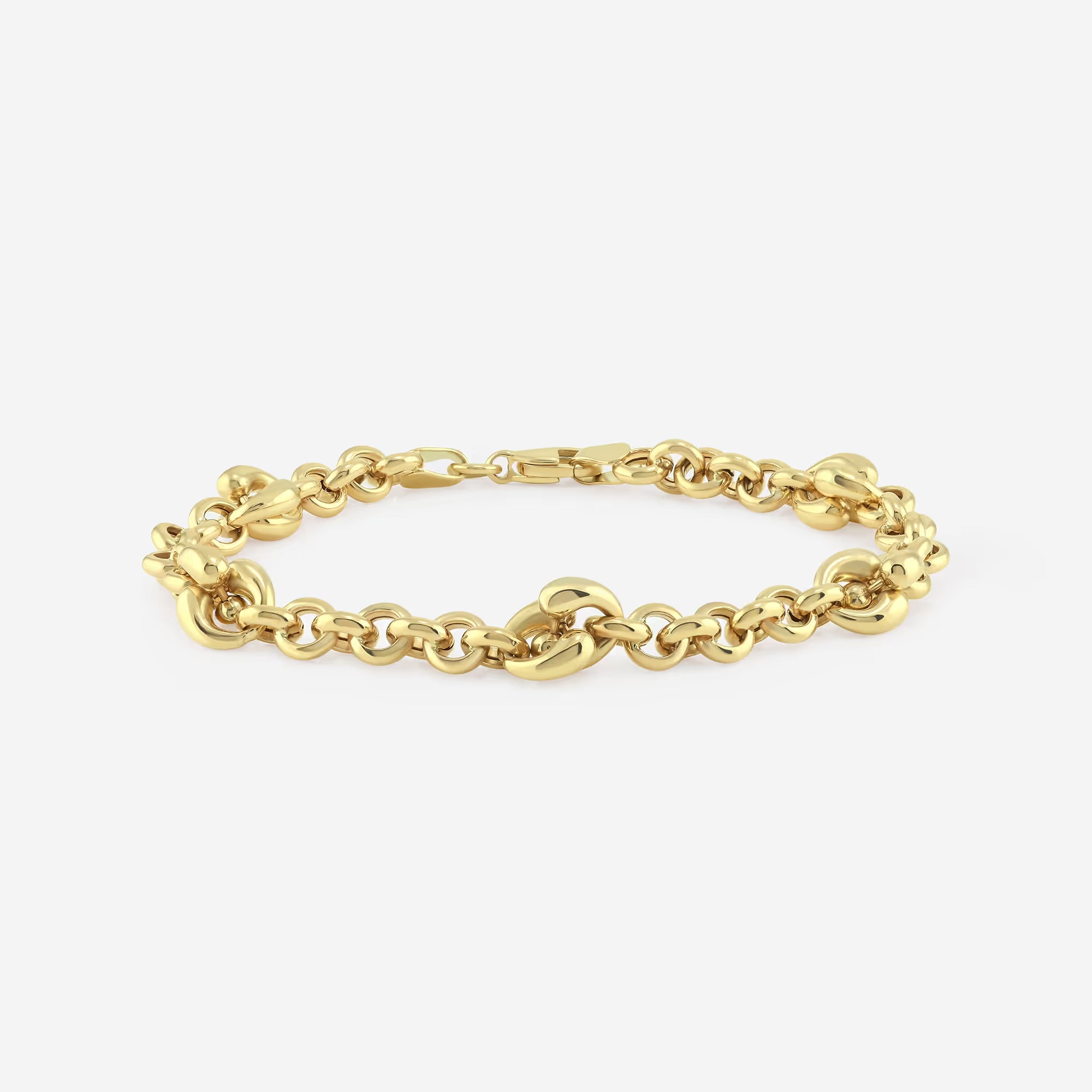 Aurora Minimalist Solid Gold Station Link Chain Bracelet