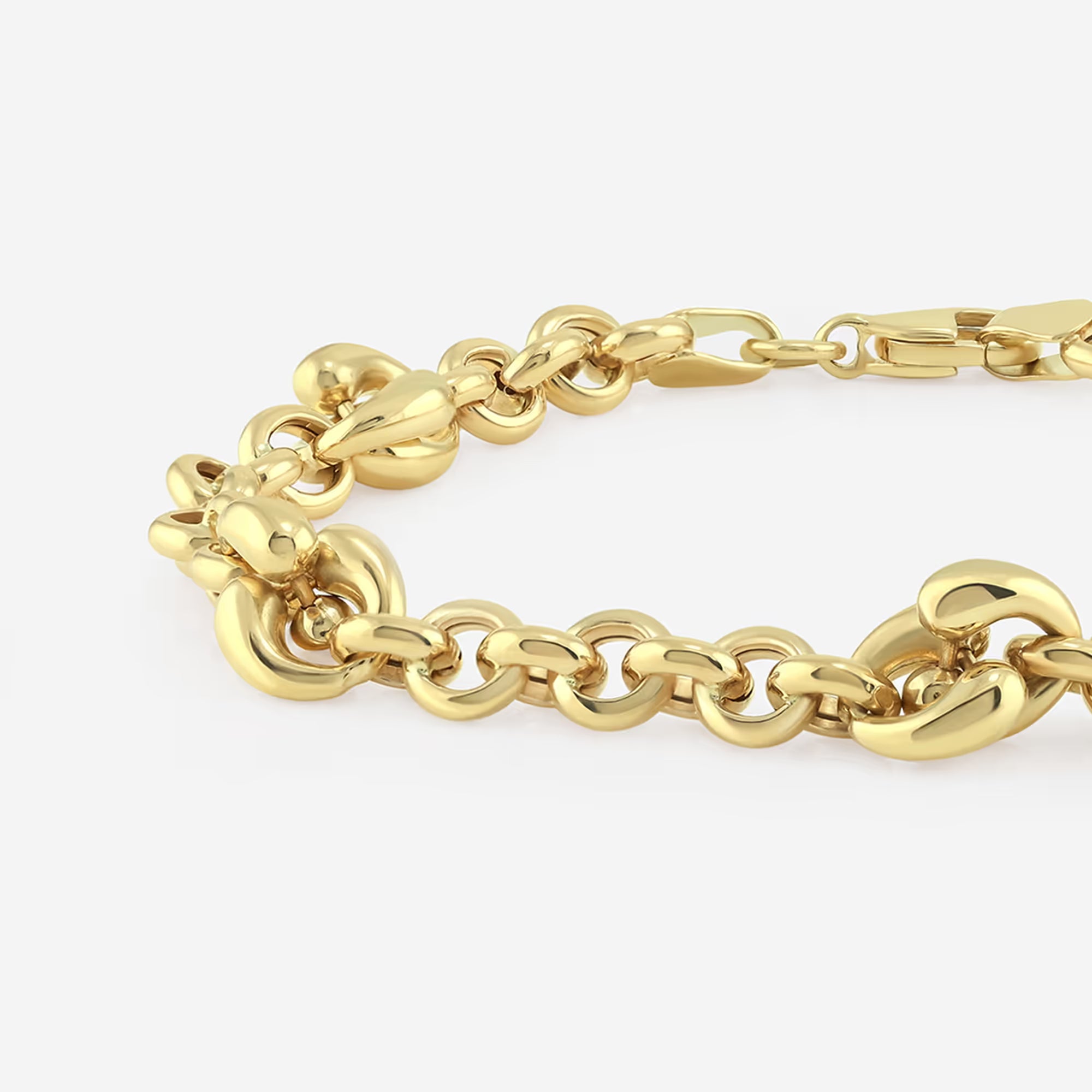 Aurora Minimalist Solid Gold Station Link Chain Bracelet