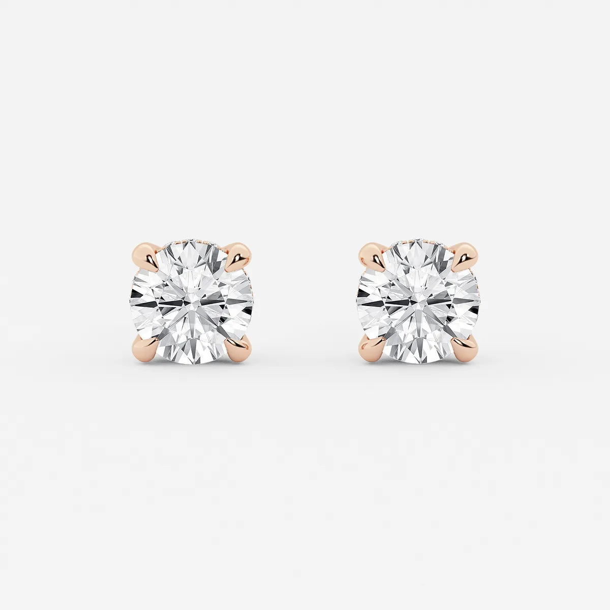Radiant Halo Basket Diamond Stud Earrings