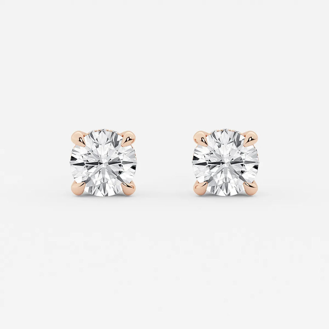 Radiant Halo Basket Diamond Stud Earrings