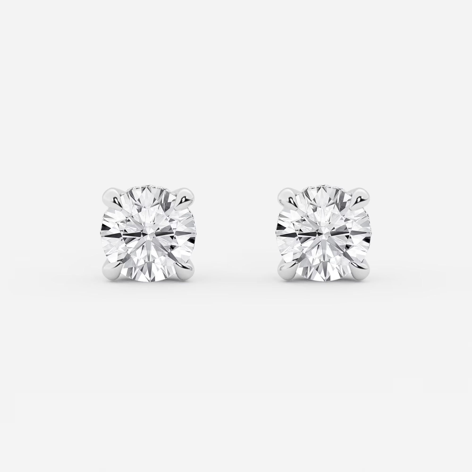 Radiant Halo Basket Diamond Stud Earrings