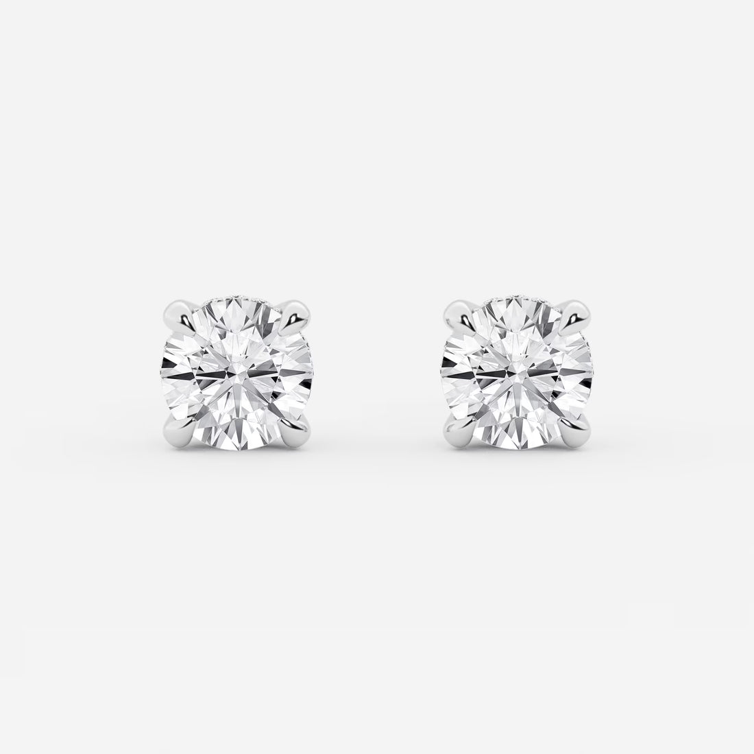 Radiant Halo Basket Diamond Stud Earrings