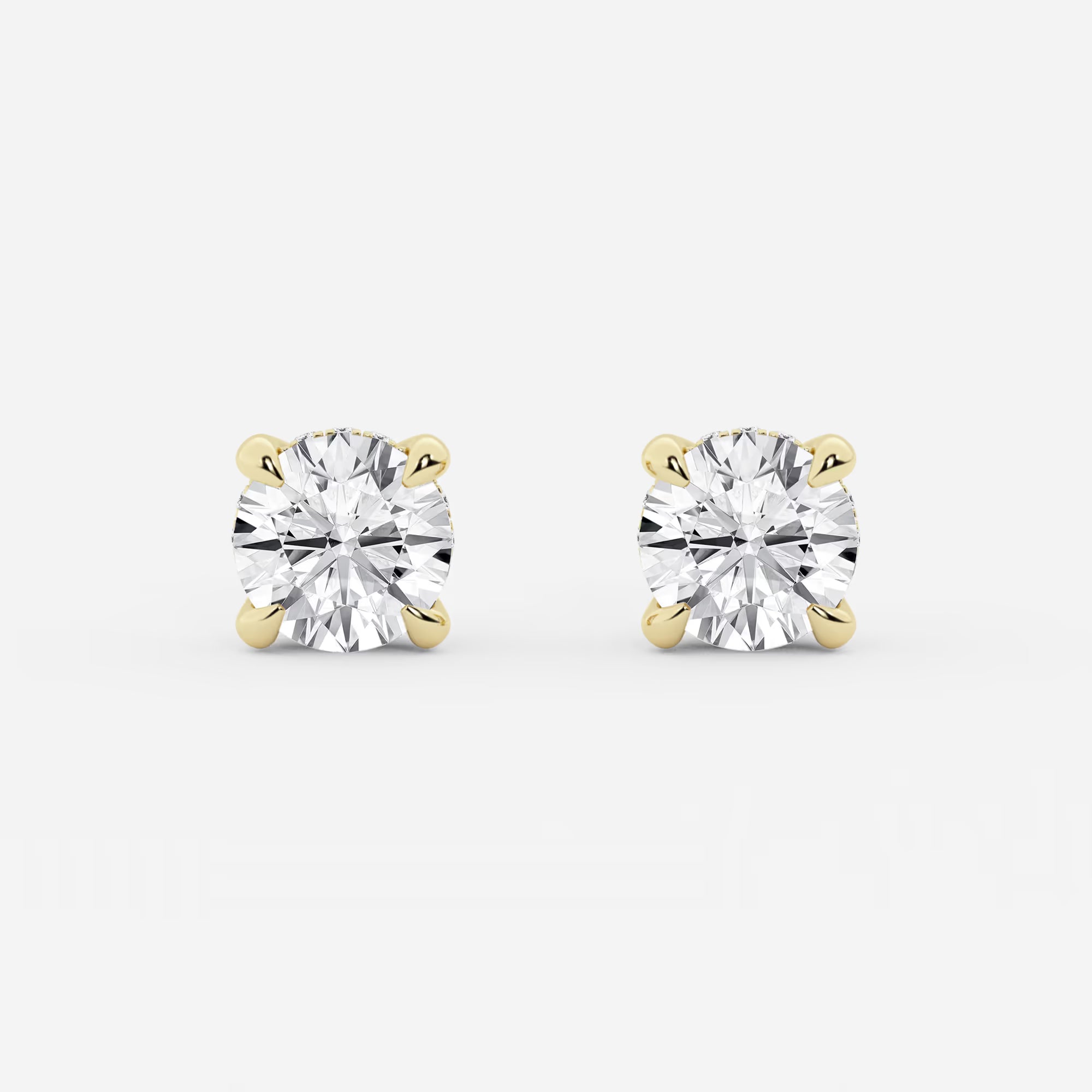 Radiant Halo Basket Diamond Stud Earrings