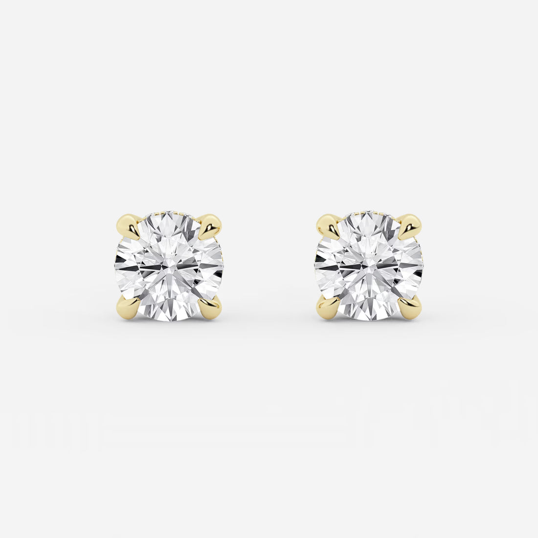 Radiant Halo Basket Diamond Stud Earrings