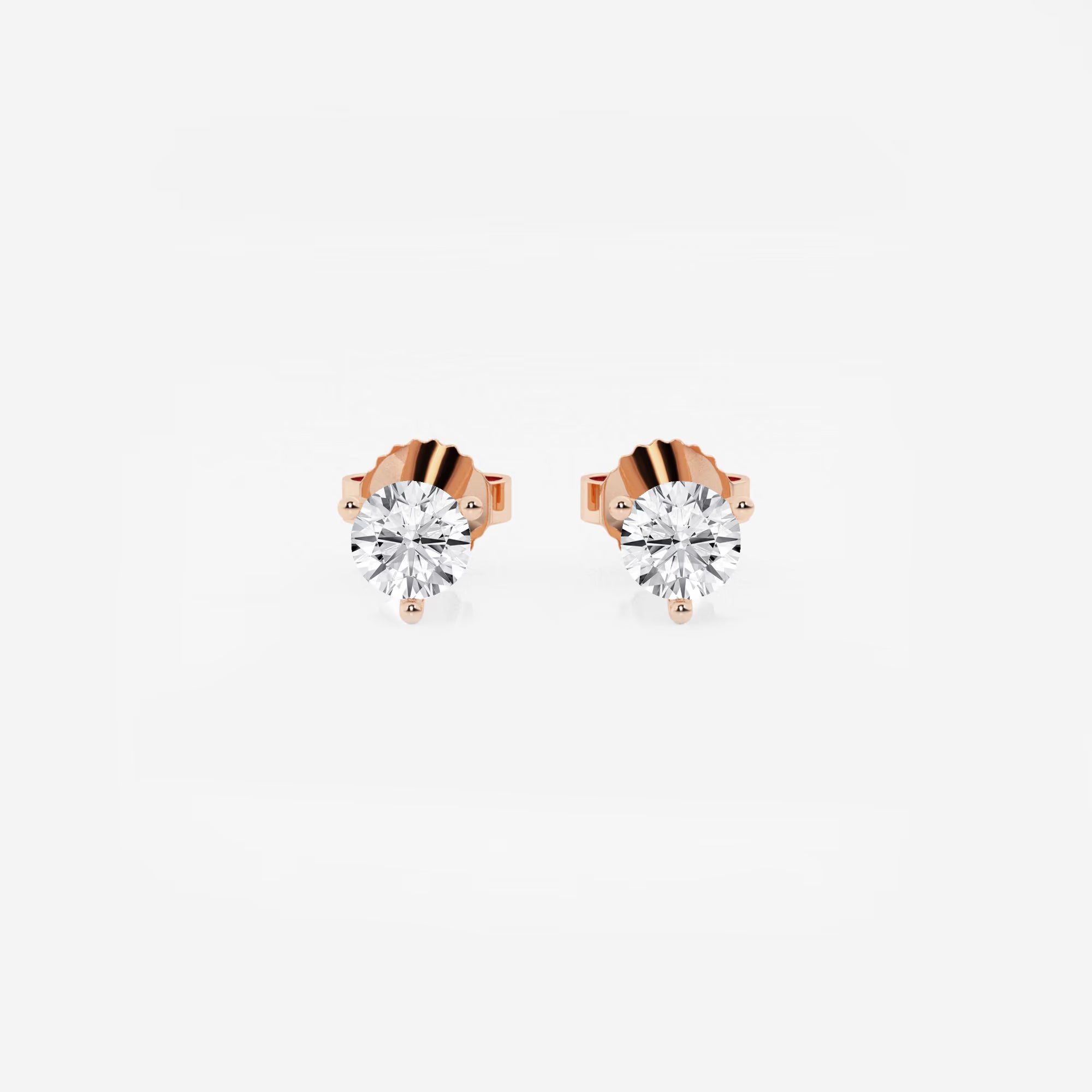 Modern Radiance Three-Prong Diamond Stud Earrings