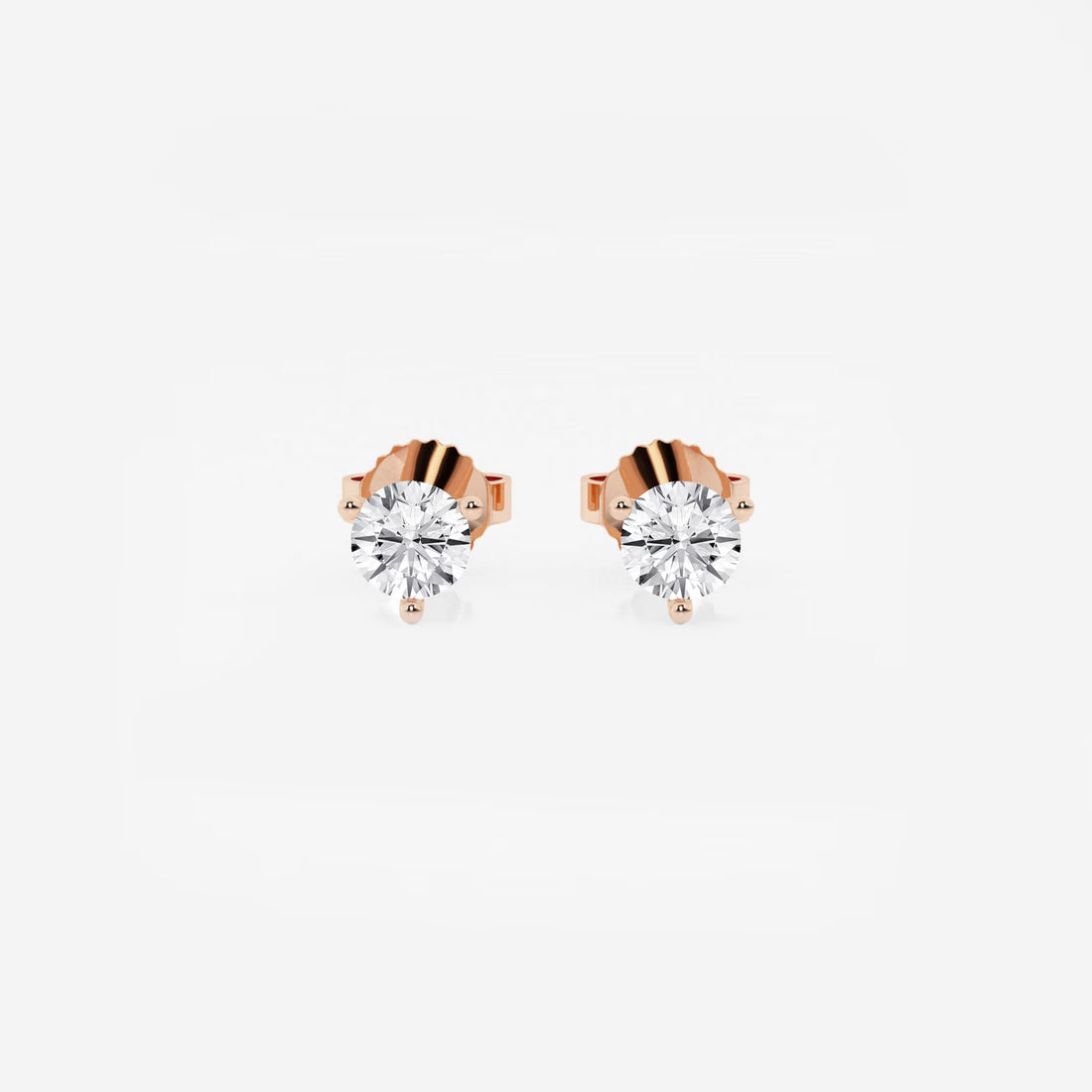 Modern Radiance Three-Prong Diamond Stud Earrings