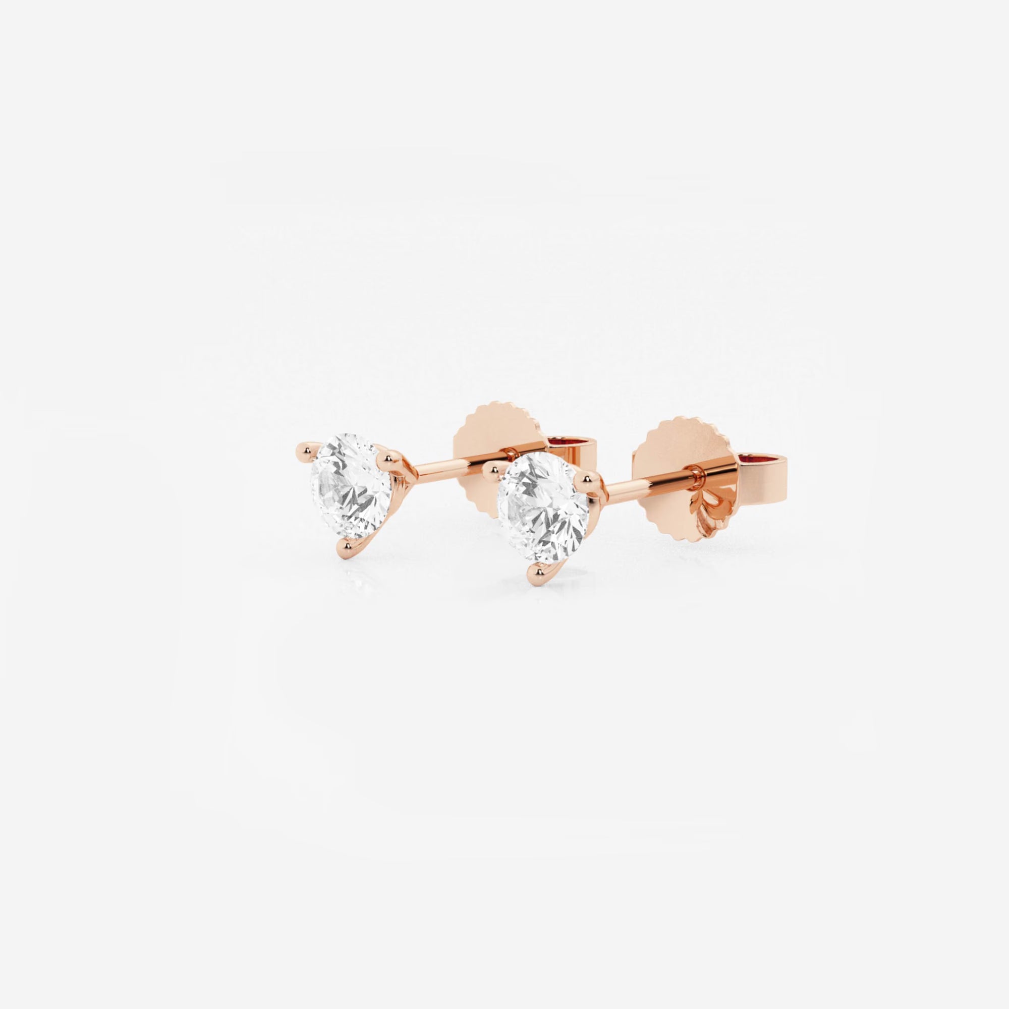 Modern Radiance Three-Prong Diamond Stud Earrings