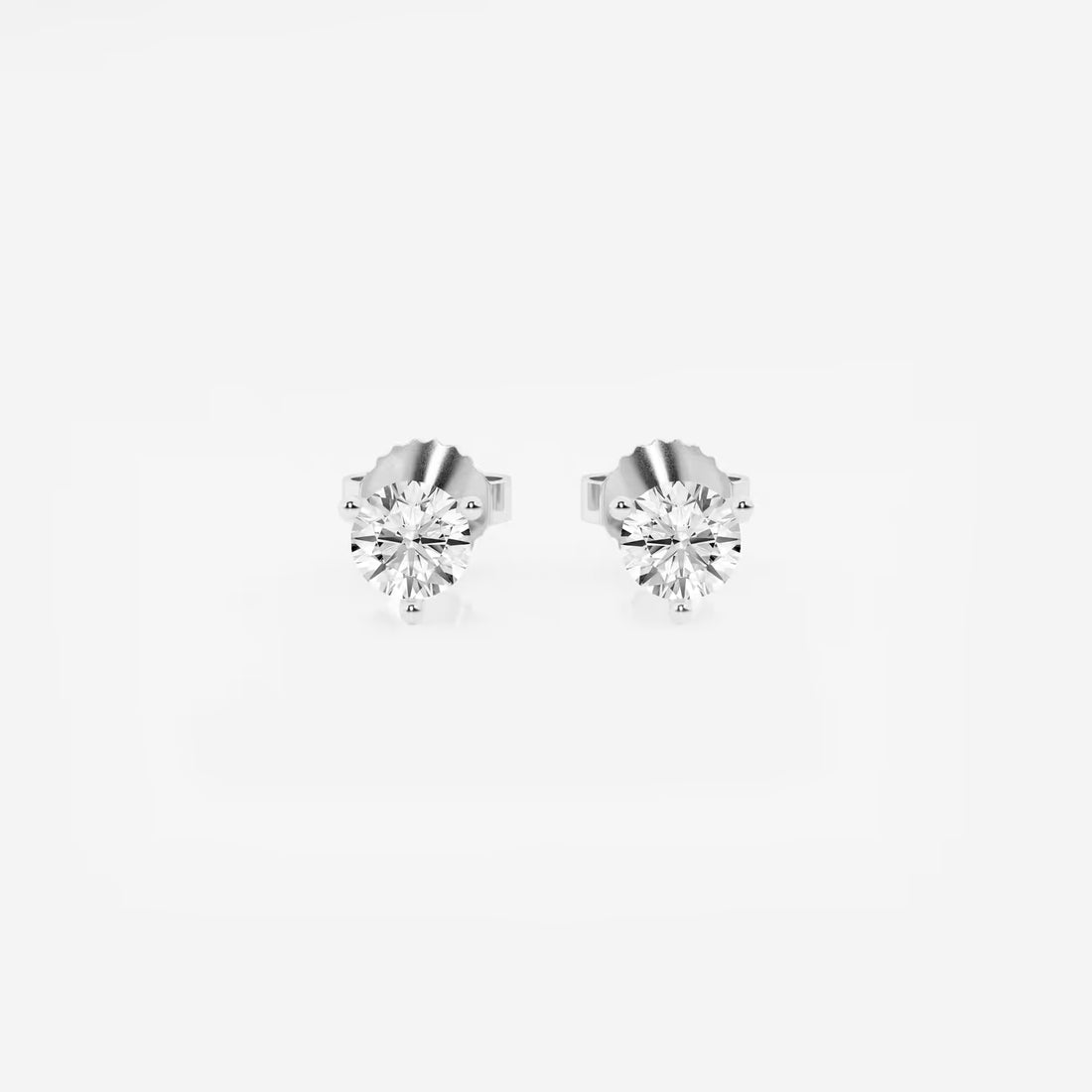 Modern Radiance Three-Prong Diamond Stud Earrings