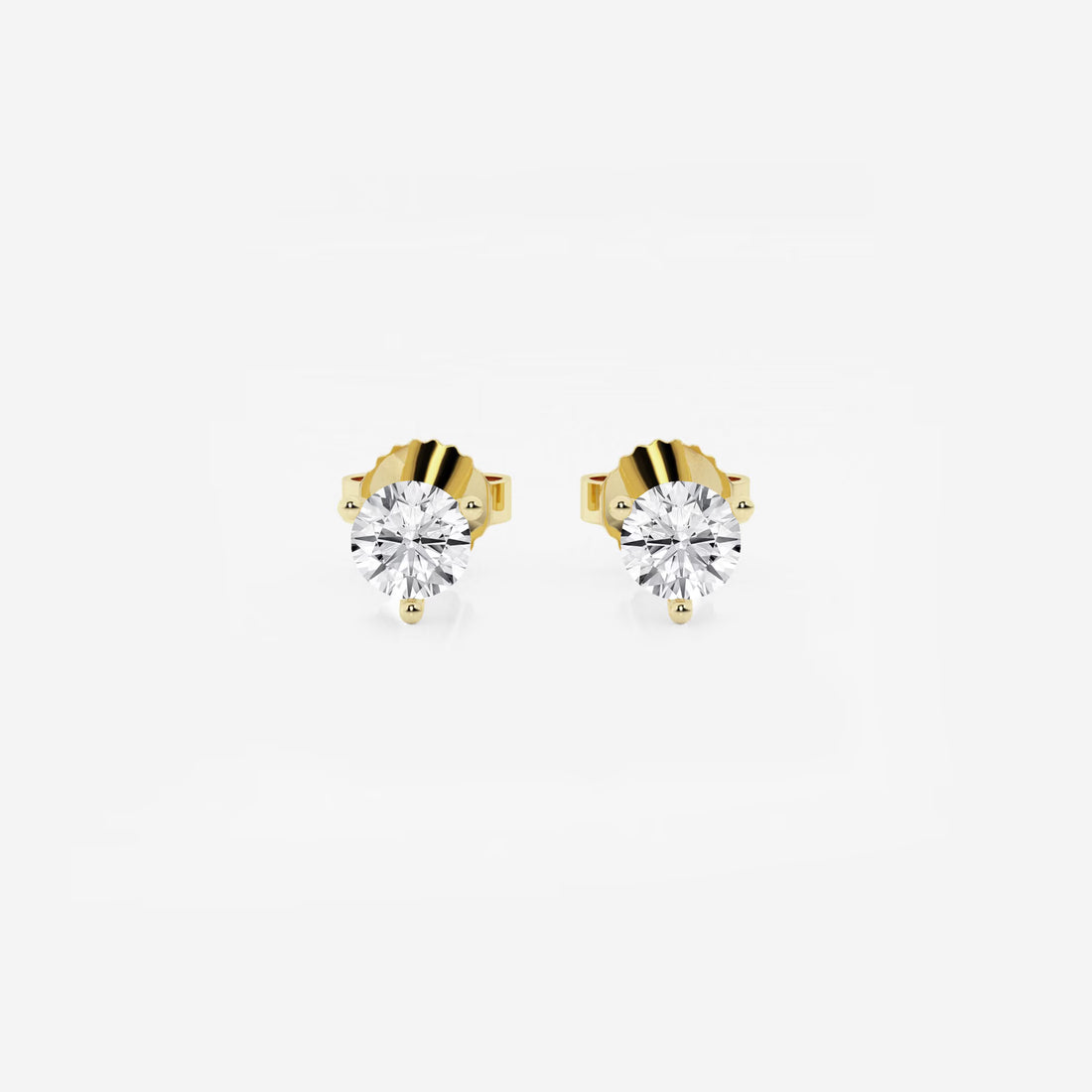 Modern Radiance Three-Prong Diamond Stud Earrings