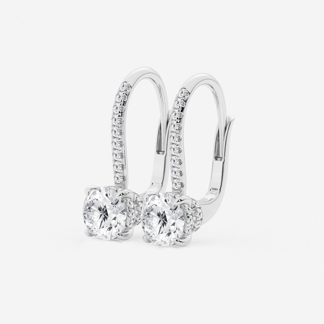 Radiant Hidden Halo Round Lab Grown Diamond Earrings
