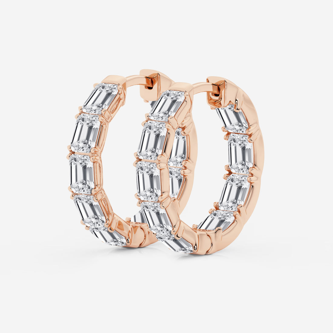 Emerald Cut Lab Grown Diamond Inside-Out Hoop Earrings