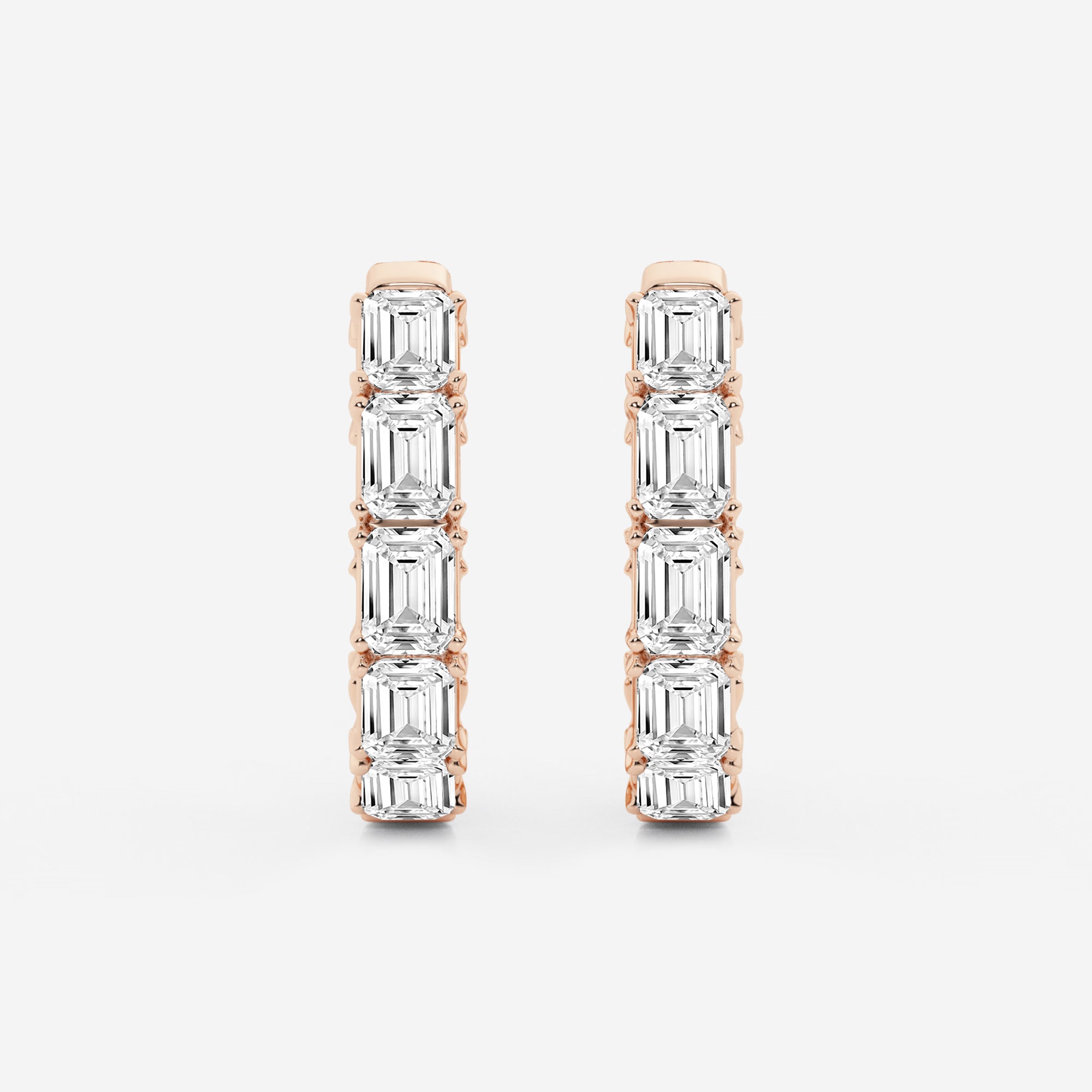 Emerald Cut Lab Grown Diamond Inside-Out Hoop Earrings