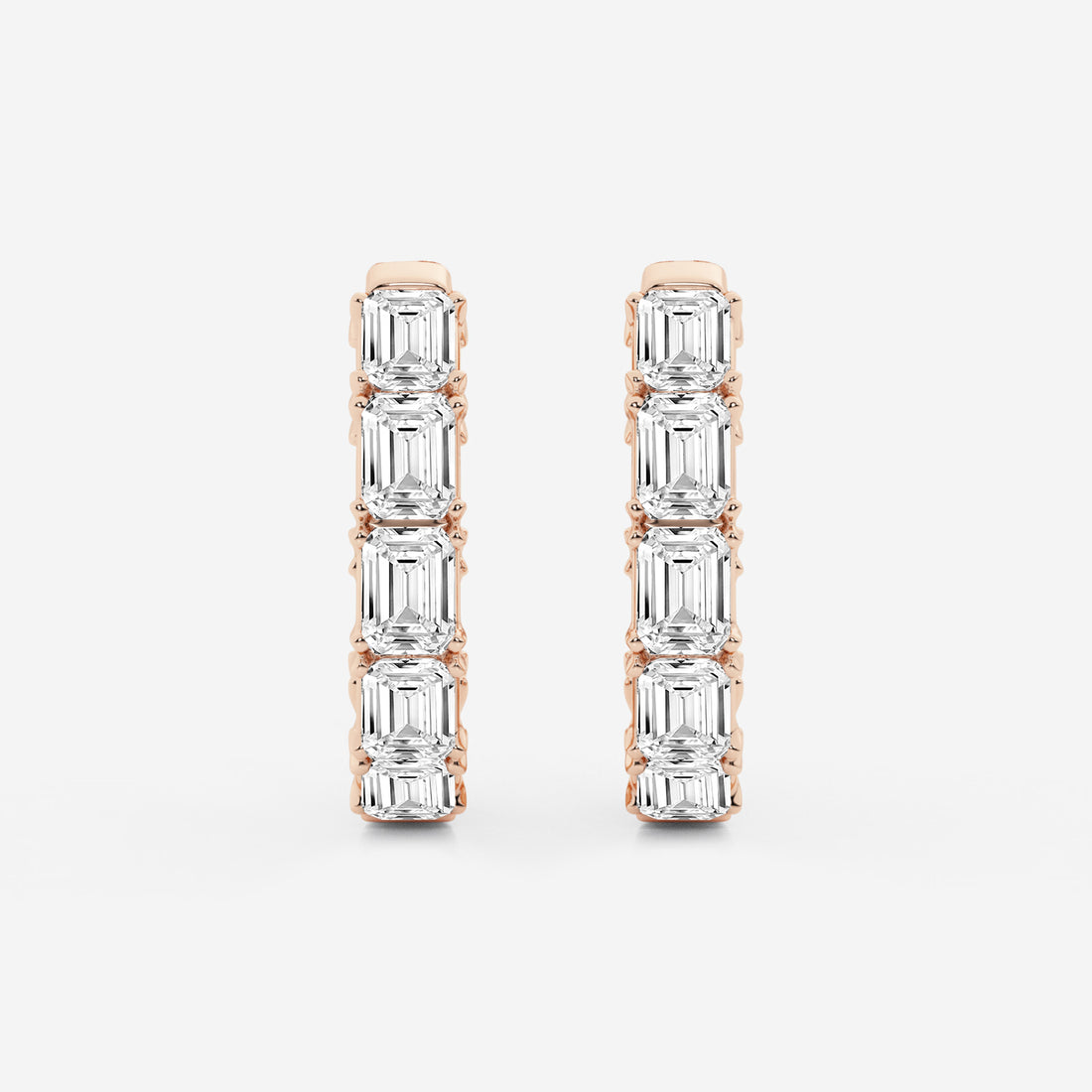 Emerald Cut Lab Grown Diamond Inside-Out Hoop Earrings
