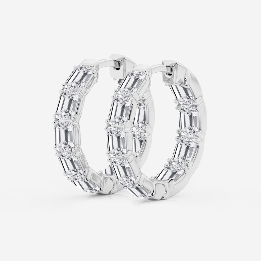 Emerald Cut Lab Grown Diamond Inside-Out Hoop Earrings