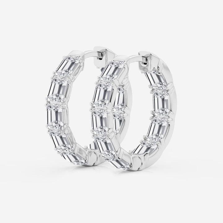 Emerald Cut Lab Grown Diamond Inside-Out Hoop Earrings