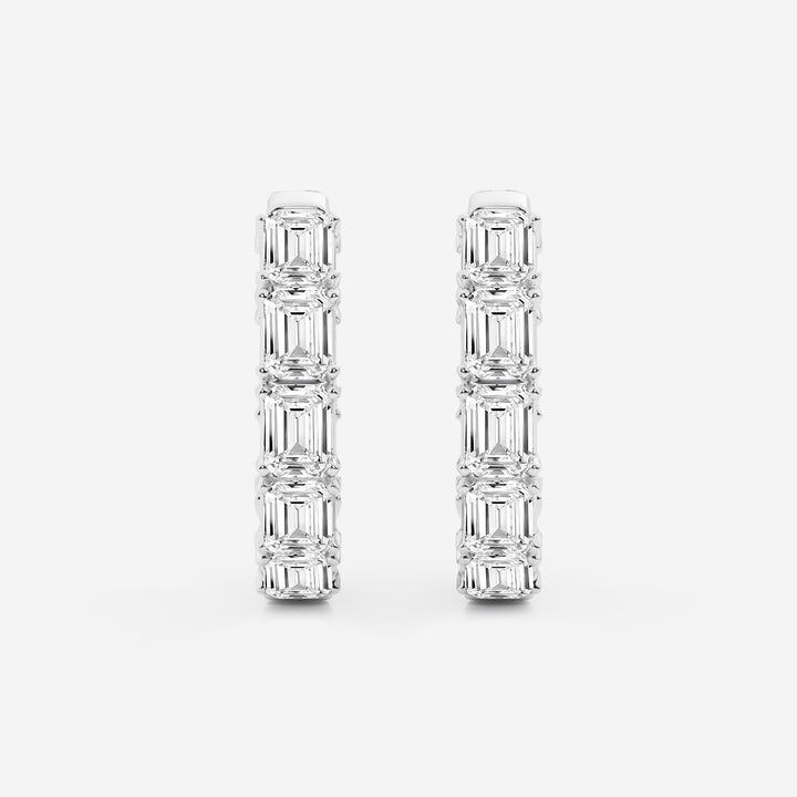 Emerald Cut Lab Grown Diamond Inside-Out Hoop Earrings