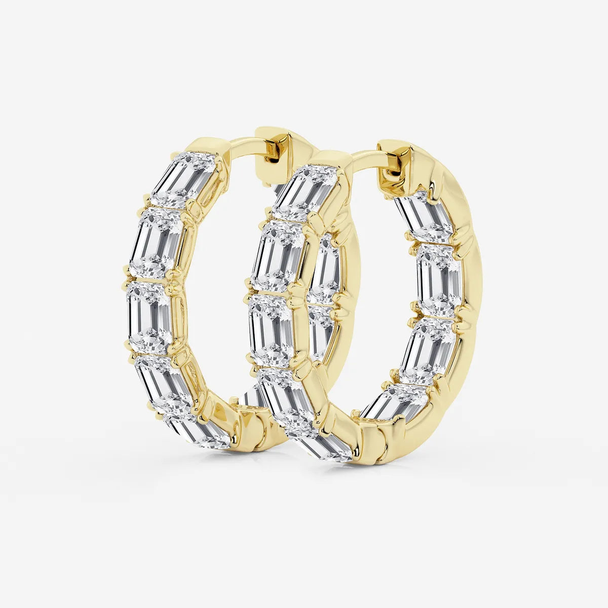 Emerald Cut Lab Grown Diamond Inside-Out Hoop Earrings
