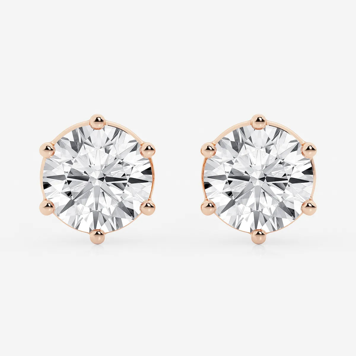 Timeless Six-Prong Basket Diamond Stud Earrings