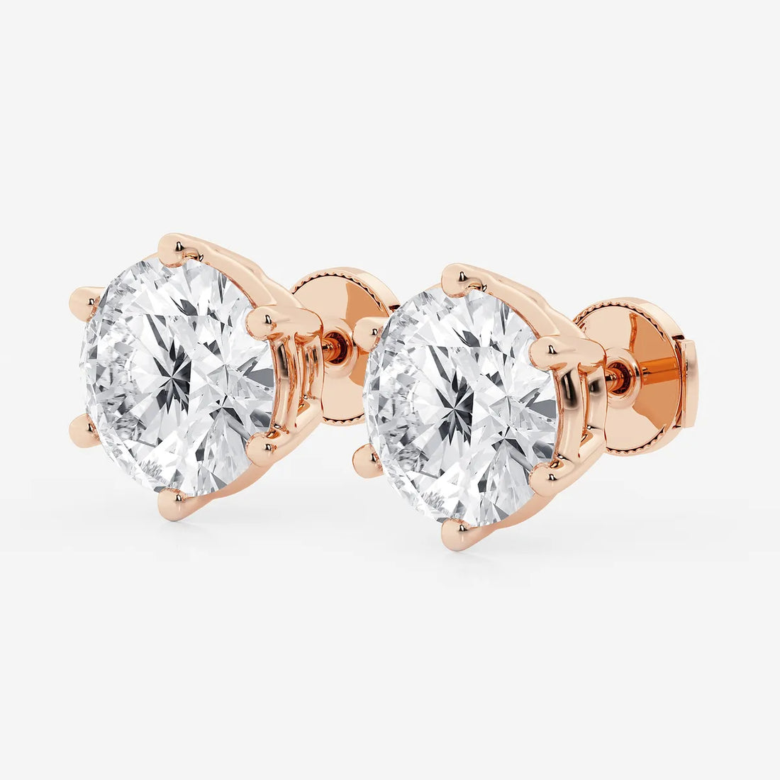 Timeless Six-Prong Basket Diamond Stud Earrings