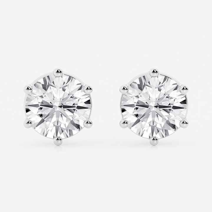 Timeless Six-Prong Basket Diamond Stud Earrings