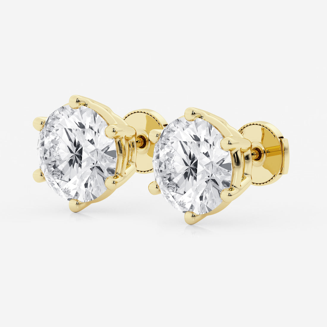 Timeless Six-Prong Basket Diamond Stud Earrings